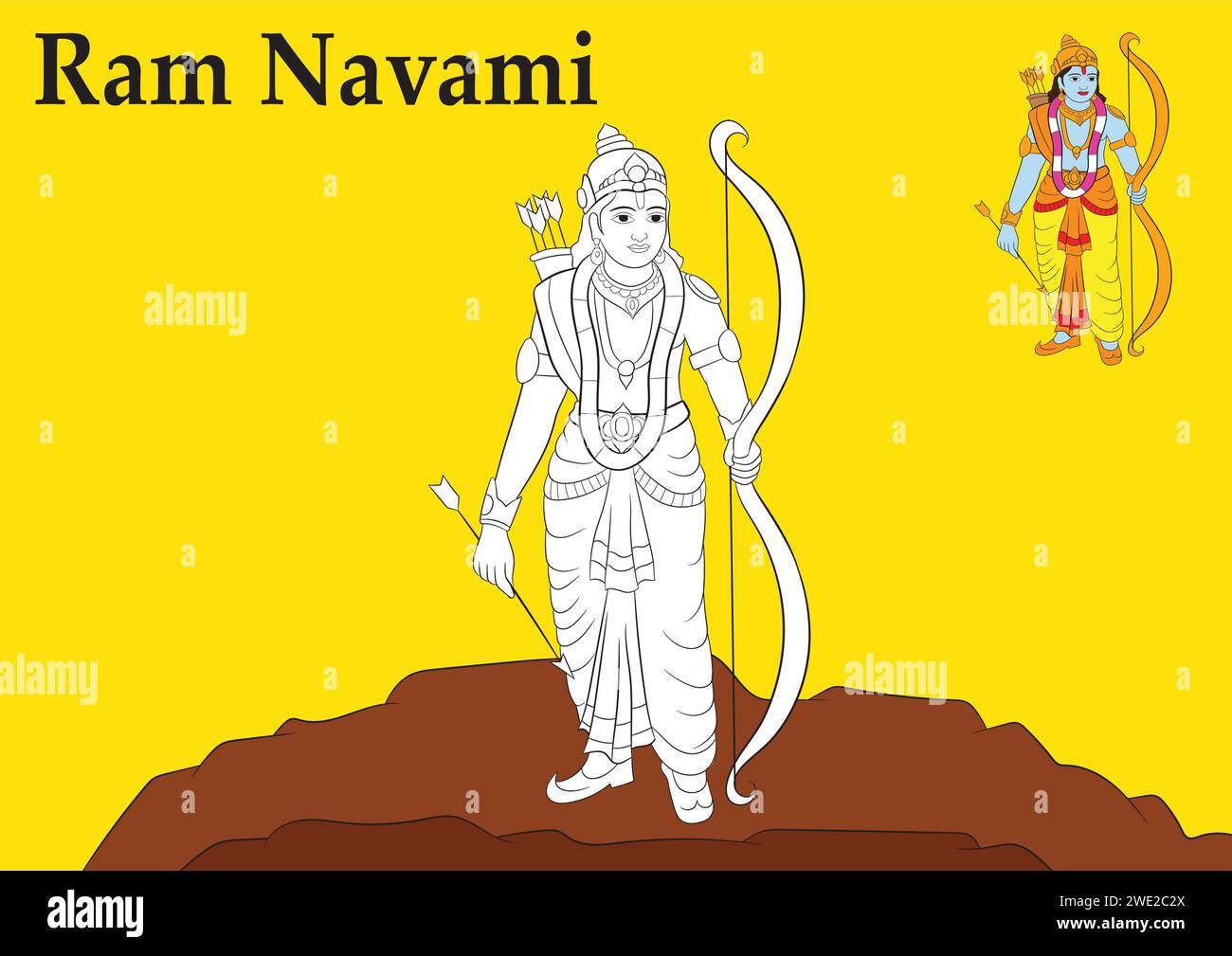 Joyeux RAM Navami Vector Illustration du Seigneur Rama Illustration de Vecteur