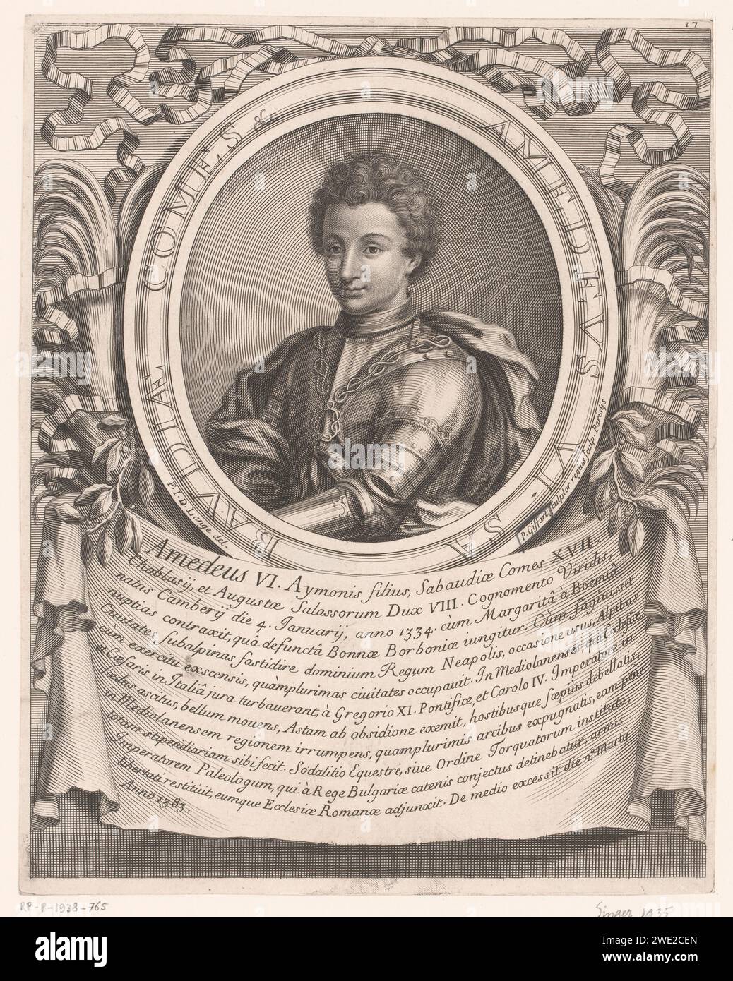 Portret van Amadeus vi van Savoye, Pierre François Giffart, d'après François de l'Ange, 1702 estampe Paris sur papier gravure de personnages historiques Banque D'Images