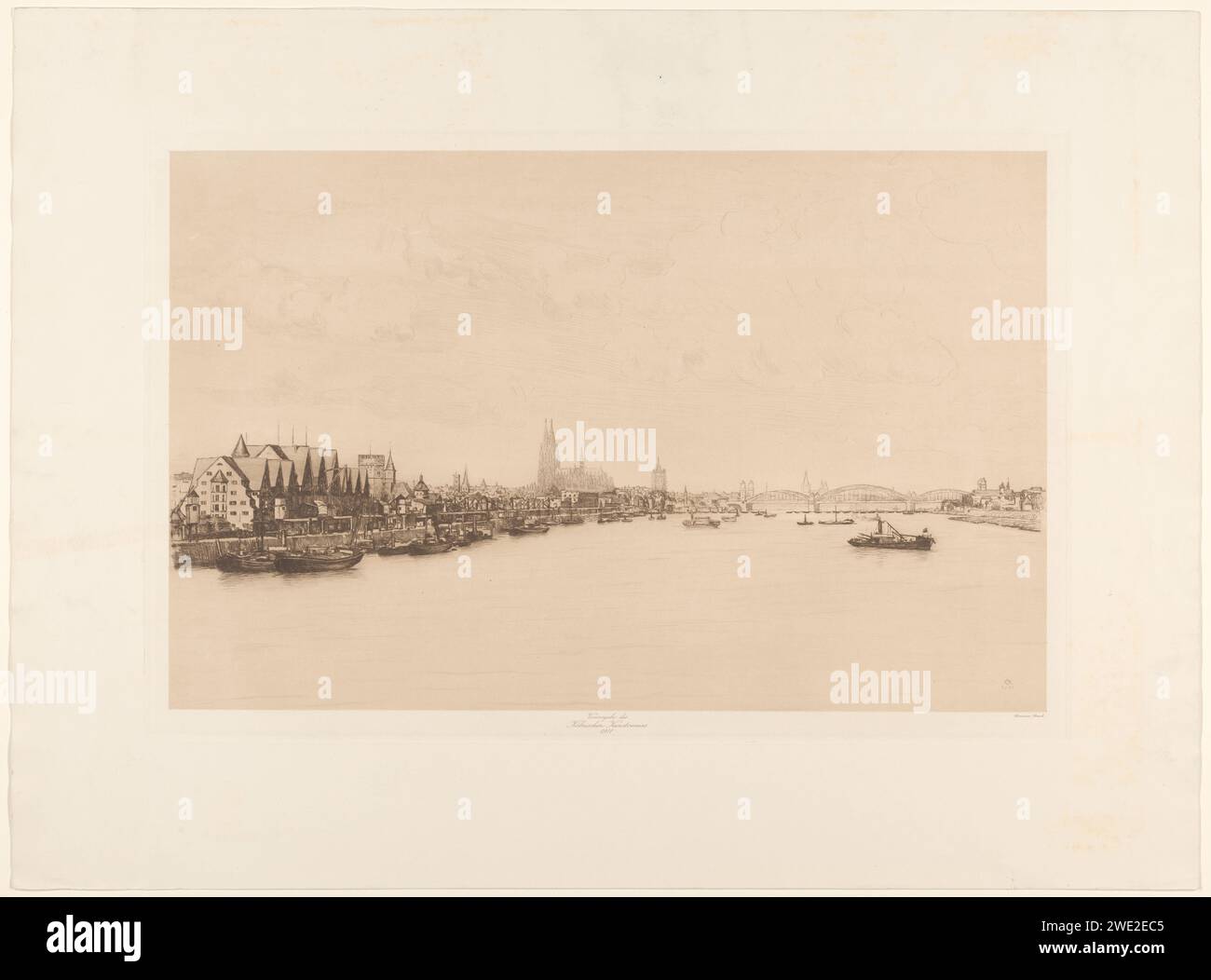 Vue de Cologne, Hermann Struck, 1911 print Cologne papier gravure vue de la ville en général ; 'veduta'. rivière Banque D'Images