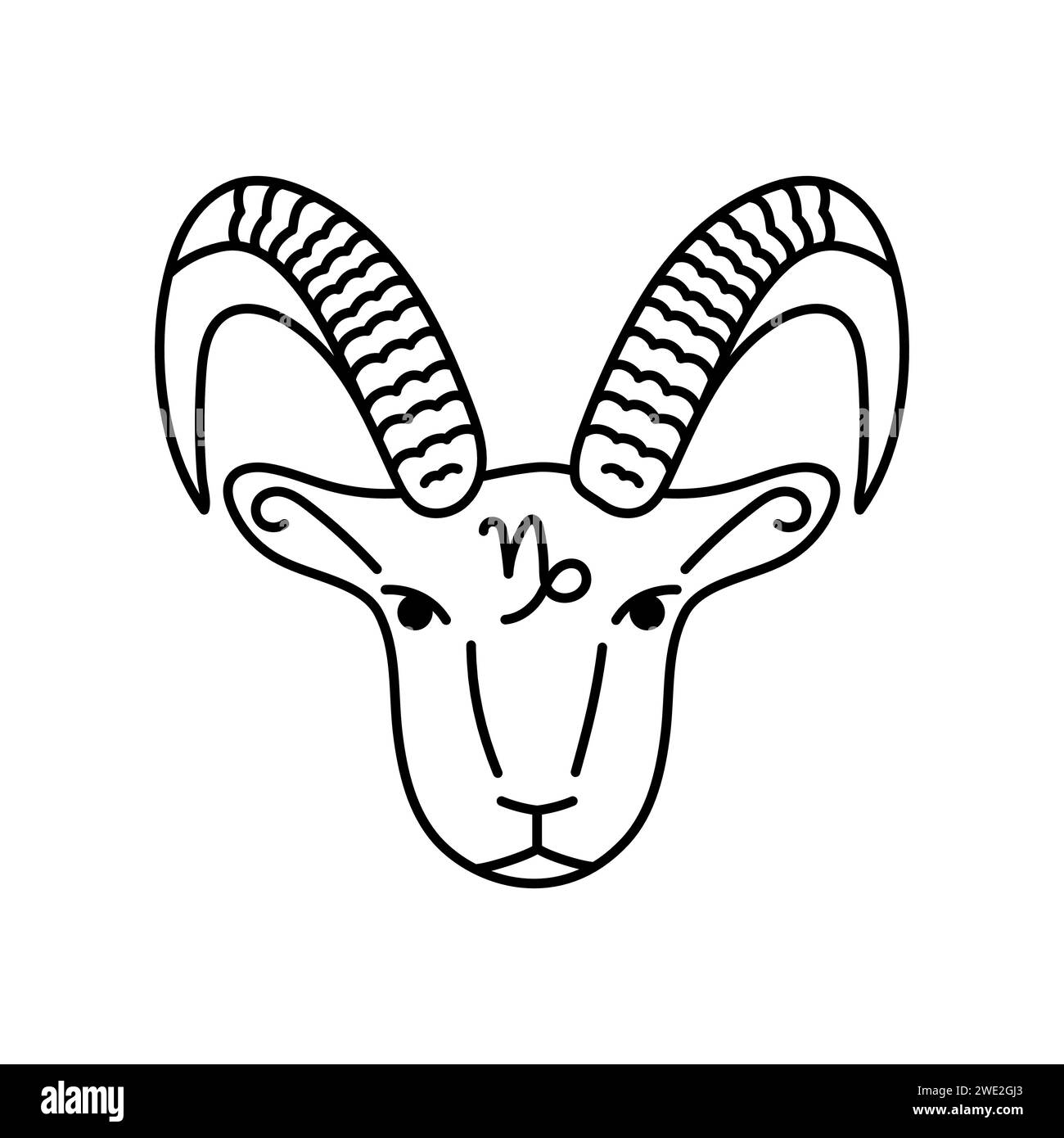 Concept de couleur Capricorne. Signe du zodiaque. Astrologie et horoscope. Prédictions et caractère humain. Masse de l'élément. Règle Saturne. Illustration de Vecteur