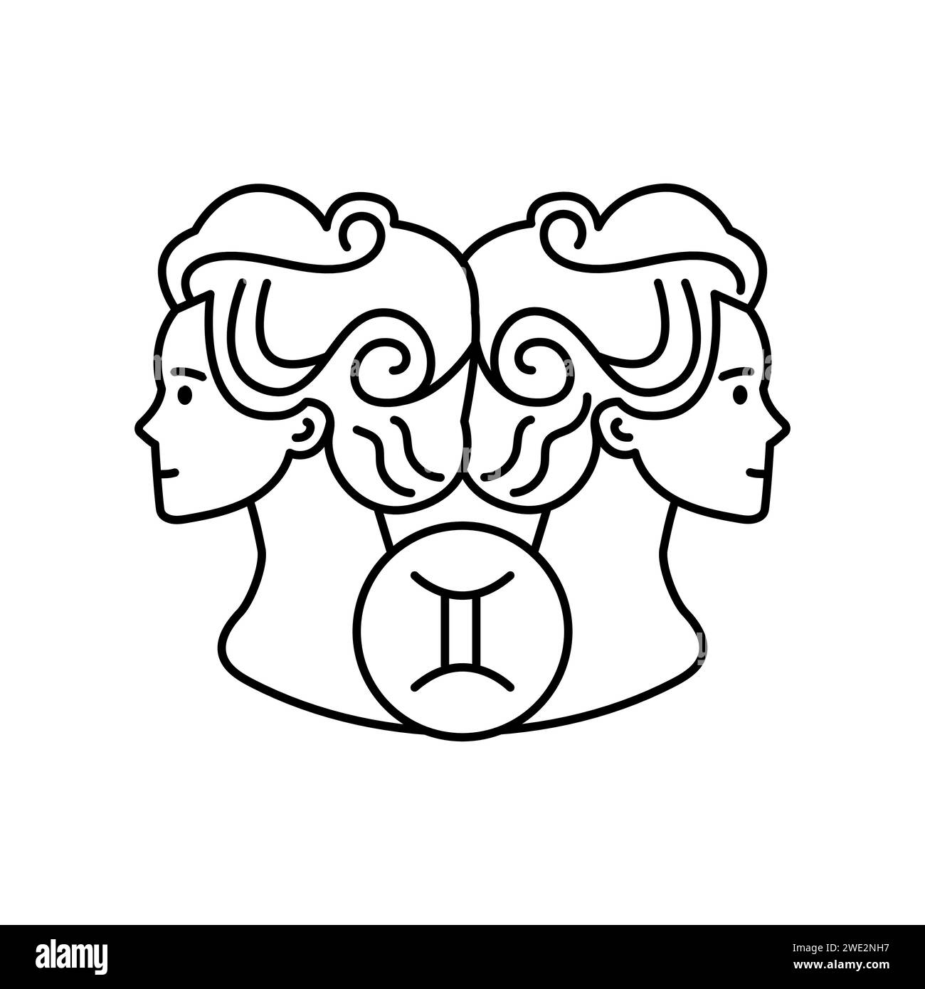 Concept de couleurs Gemini. Signe du zodiaque. Astrologie et horoscope. Prédictions et caractère humain. Air de l'élément. Règle Mercury Illustration de Vecteur