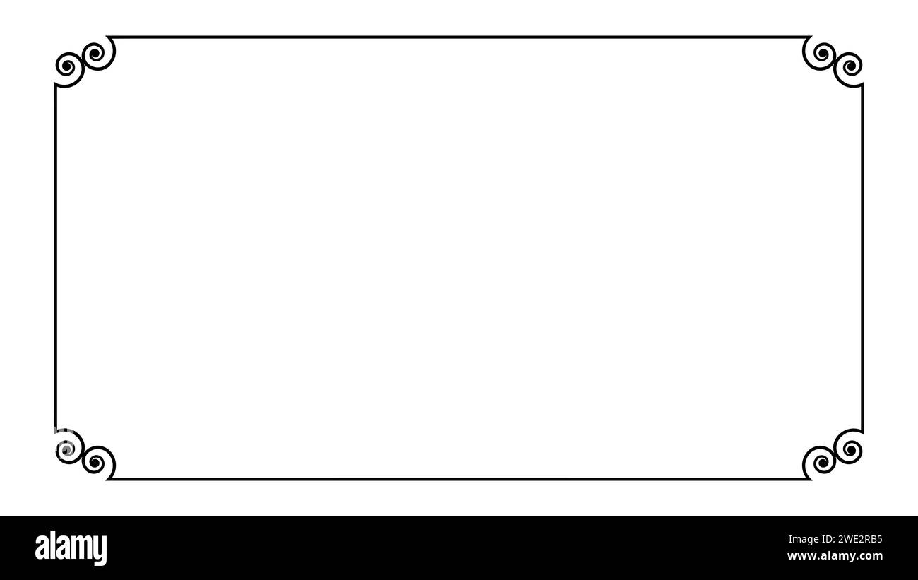 Bordure de cadre noire traditionnelle sur fond blanc. cadre pour tout texte Illustration de Vecteur