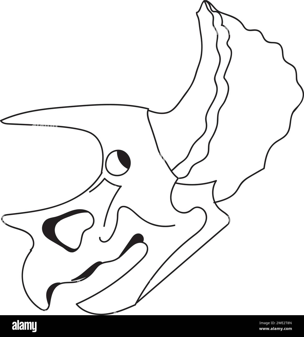 Crâne de dinosaure Triceratops dans le style doodle. Illustration vectorielle. Illustration de Vecteur