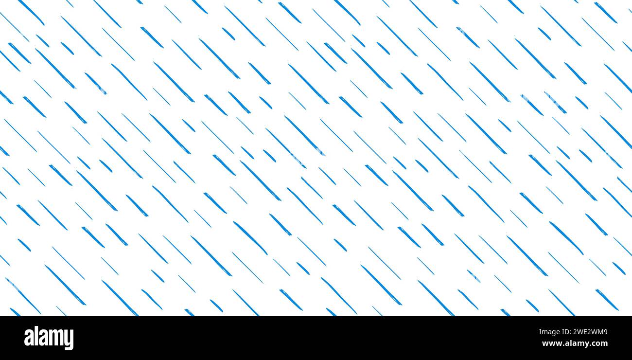 Lignes diagonales bleues dessinées à la main sur fond blanc. Texture sans couture avec des traits pointillés. Motif de pluie. Texture vectorielle moderne abstraite. Papier d'emballage Illustration de Vecteur