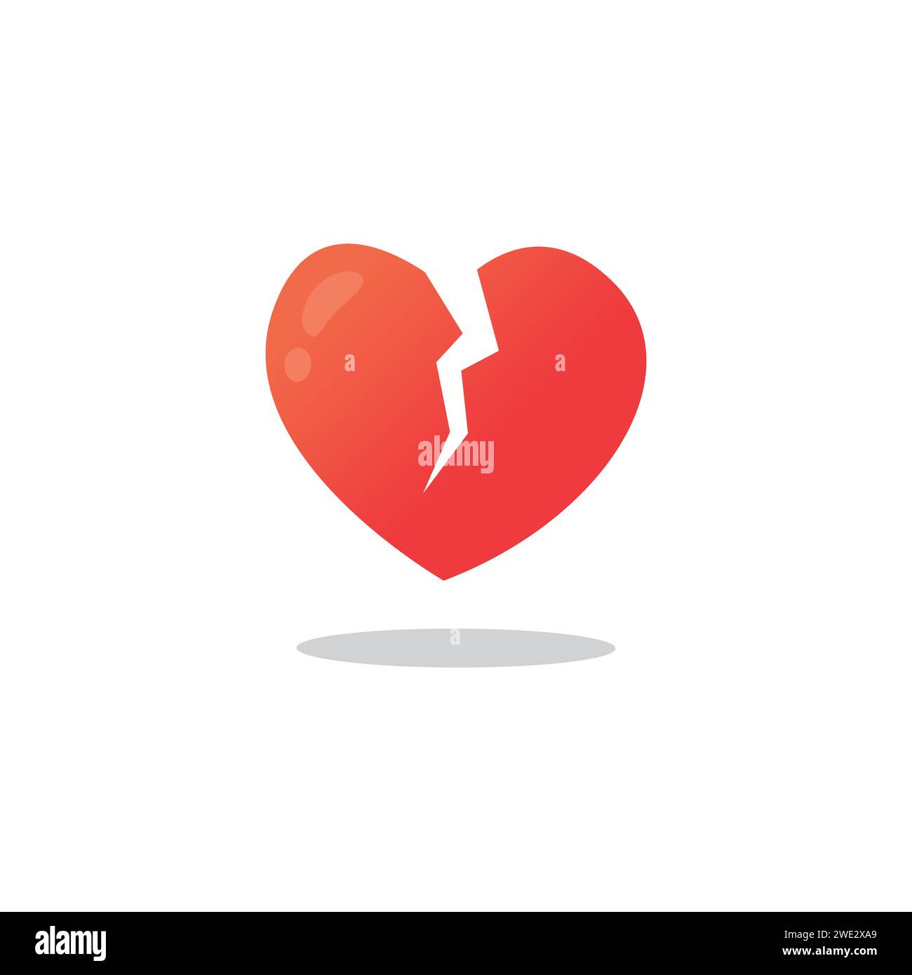 Mignon icône de personnage Kawaii de dessin animé de coeur brisé isolé sur fond blanc illustration vectorielle Illustration de Vecteur