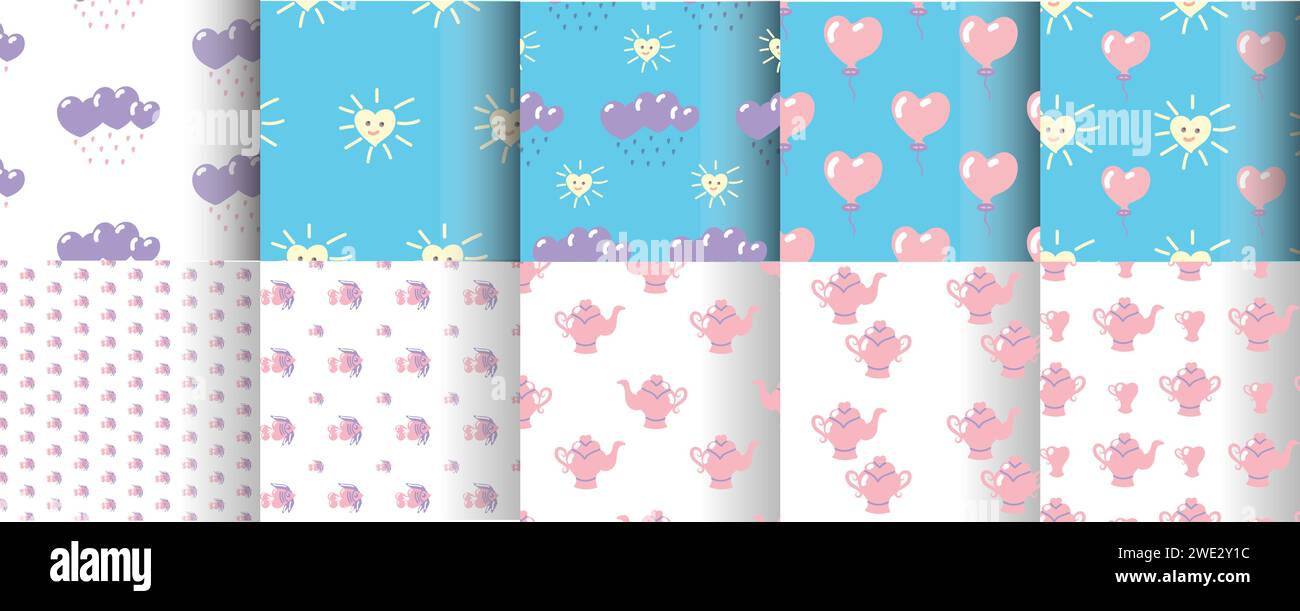 Un ensemble de motifs pour la Saint Valentin ou pour les produits pour enfants.Illustration vectorielle. Illustration de Vecteur Un ensemble de motifs pour la Saint Valentin ou pour les produits pour enfants.Illustration vectorielle. Illustration de Vecteur