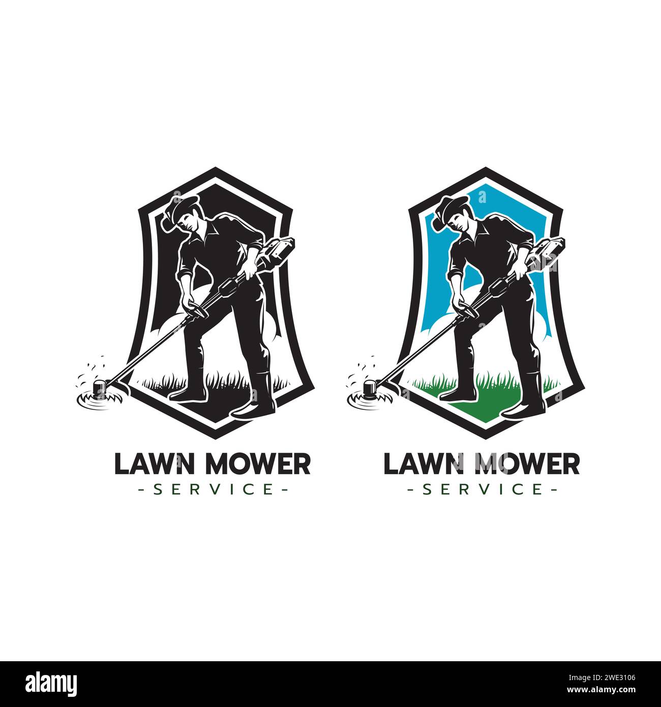 Icône de logo de service de tondeuse à gazon isolée, pelouse tondant l'herbe, icône de logo de service de jardinier isolée sur l'illustration vectorielle de fond blanc Illustration de Vecteur