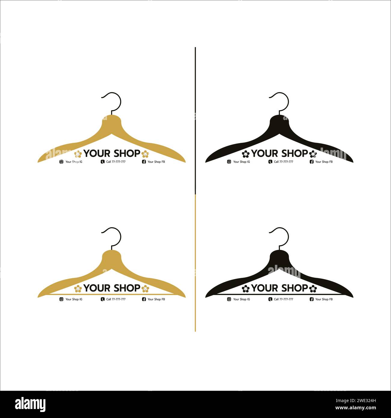 Ensemble de belle icône de logo Hanger, image stylisée du modèle de logo Hanger, symbole de cintre de ligne, dessin de ligne de logo Hanger sur fond blanc Vector il Illustration de Vecteur