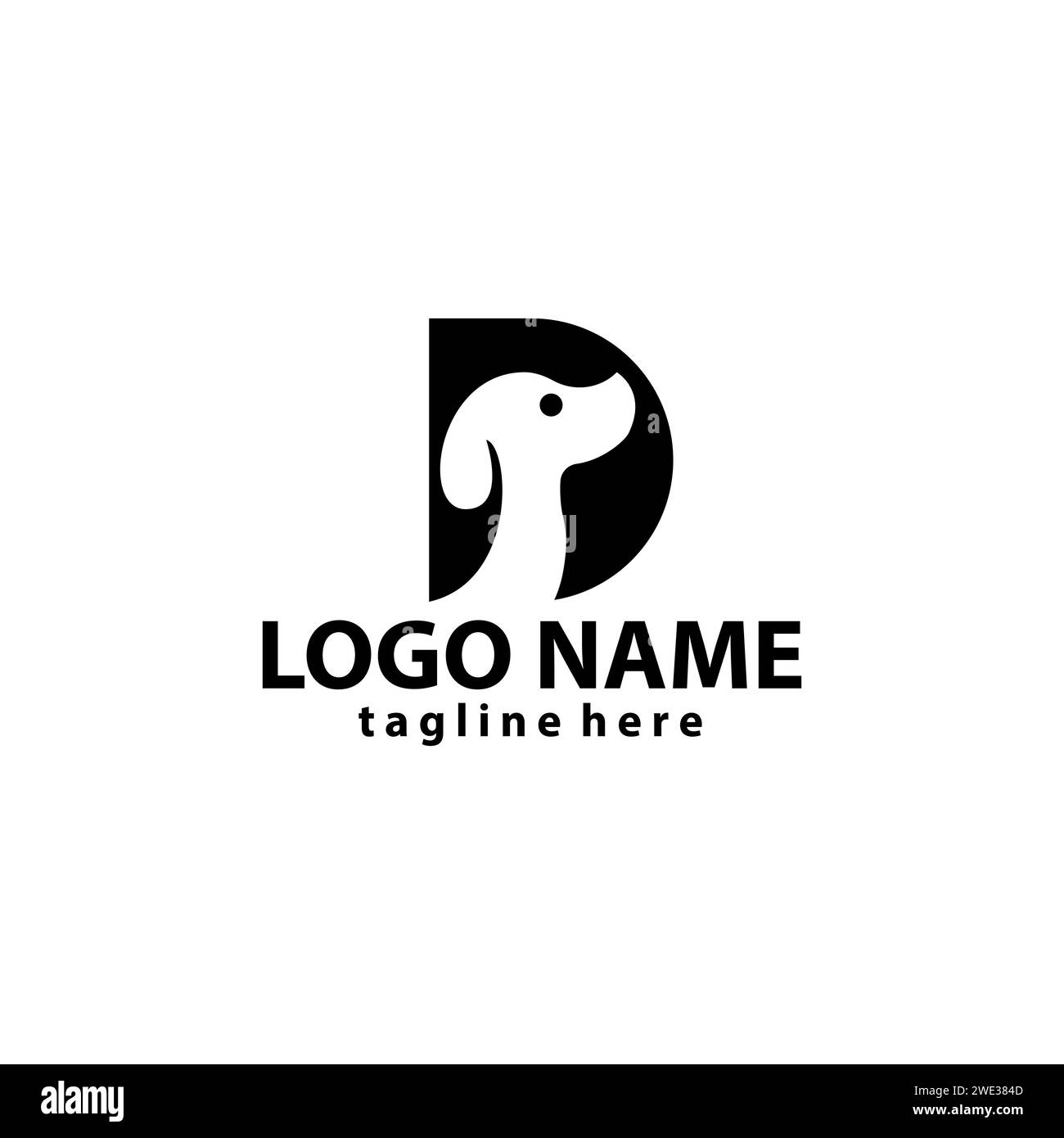 Vecteur de conception de logo de chien de lettre initiale D. Illustration de Vecteur