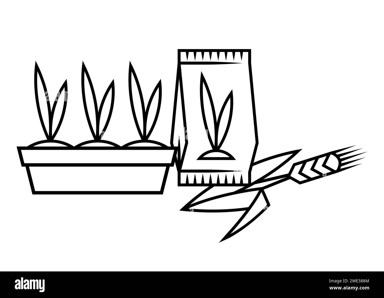 Pousses cultivées de semis. Illustration agricole, de culture et de plantation. Illustration de Vecteur