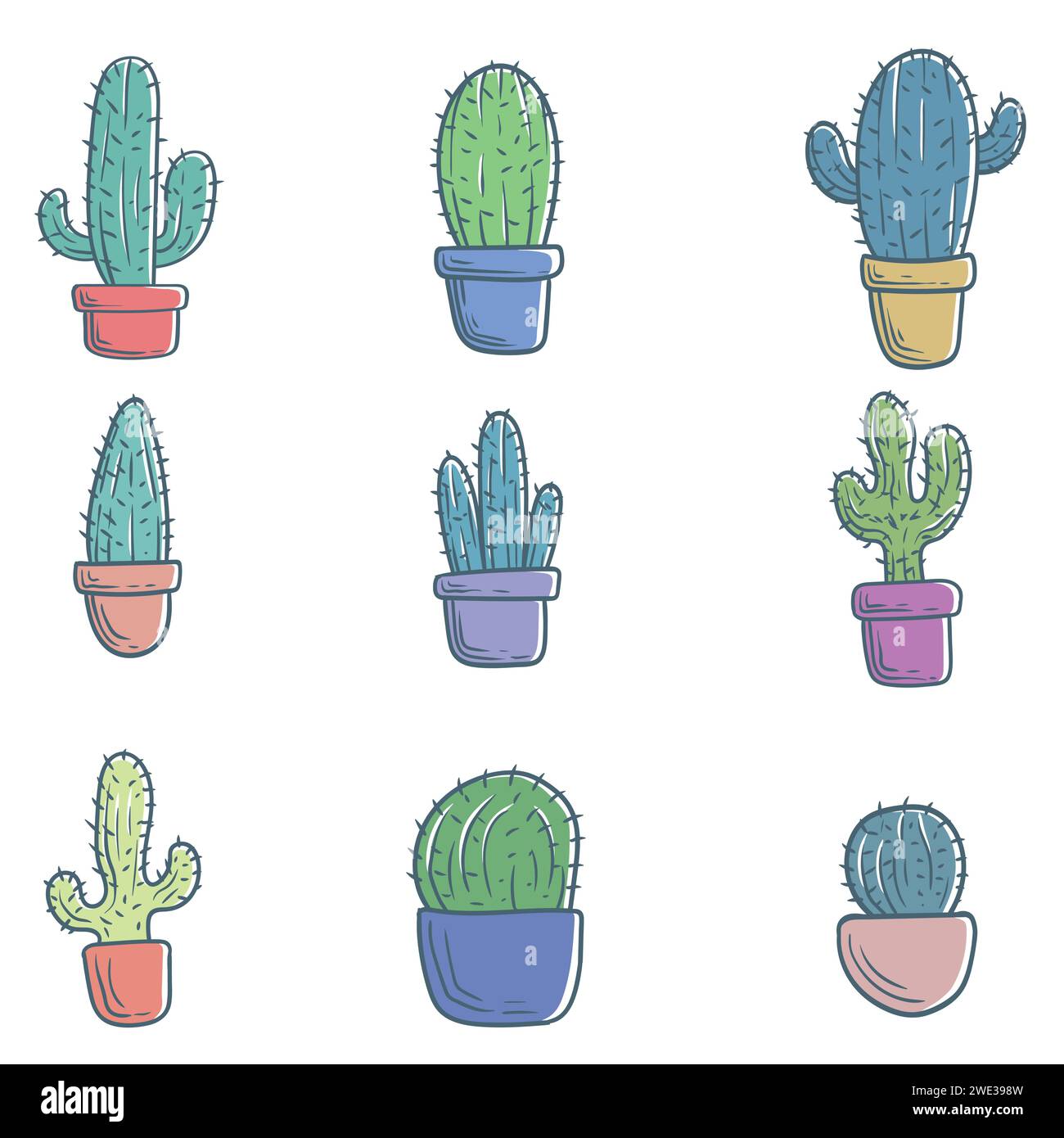 Cactus Cute décoration Element Set illustration vectorielle pour votre entreprise ou votre marque Illustration de Vecteur