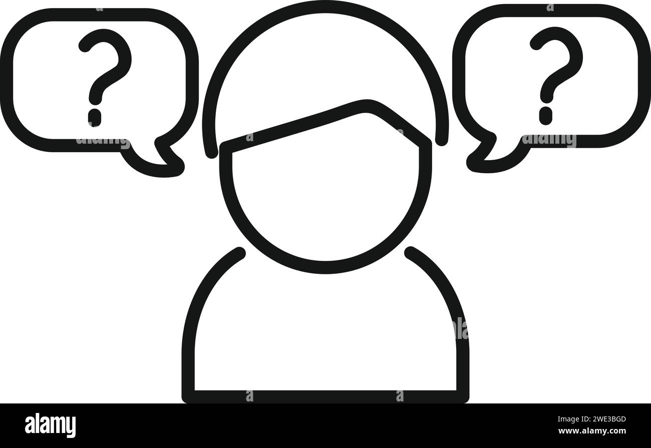 Vecteur de contour d'icône d'ambiguïté de personne. Choix en ligne pour les entreprises. Révélation cérébrale Illustration de Vecteur