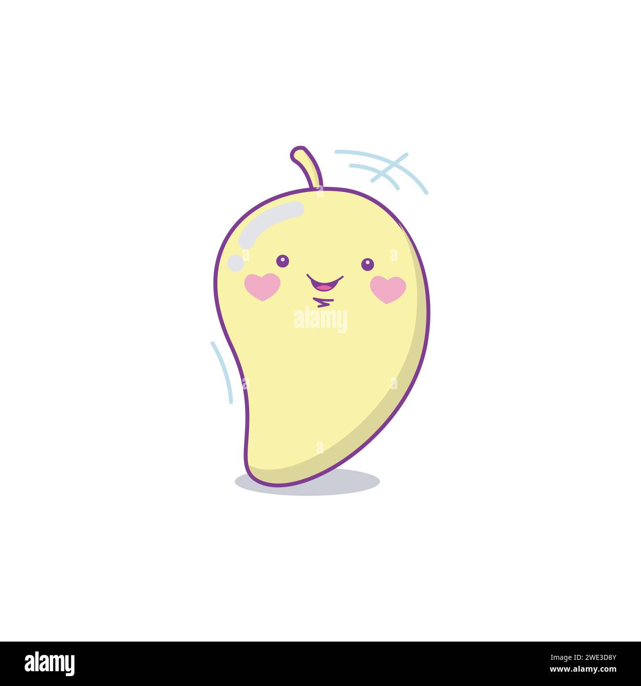 Mignon personnage drôle de mangue. Icône d'illustration de personnage Kawaii de dessin animé à la main vectoriel. Isolé sur fond blanc. Happy Mango Character concept Illustration de Vecteur