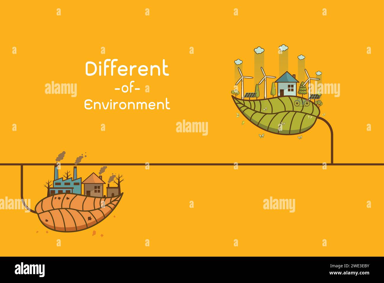 Les différents de l'usine de paysage environnemental et de la forêt, vert terre-écologie concept d'information verte avec l'écologie et la ville verte de l'énergie sa Illustration de Vecteur