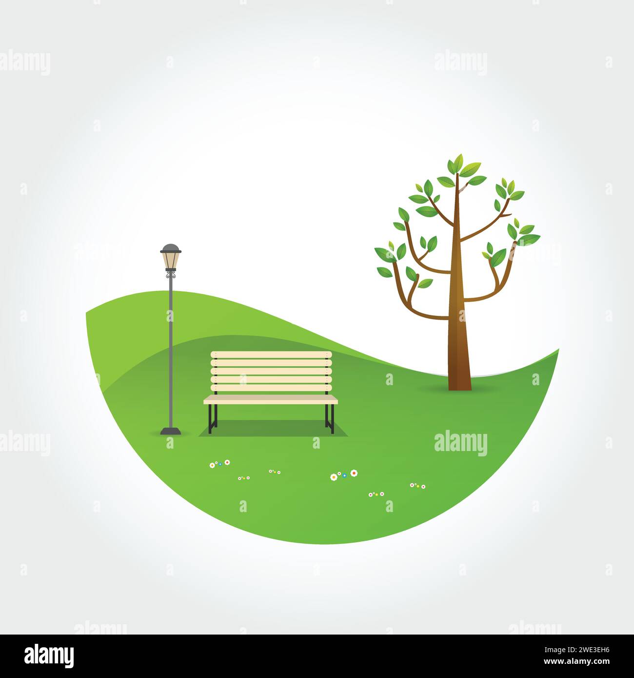 Parc minimal. Paysage naturel dans le style plat. un magnifique parc. Paysage naturel respectueux de l'environnement. Illustration vectorielle Illustration de Vecteur