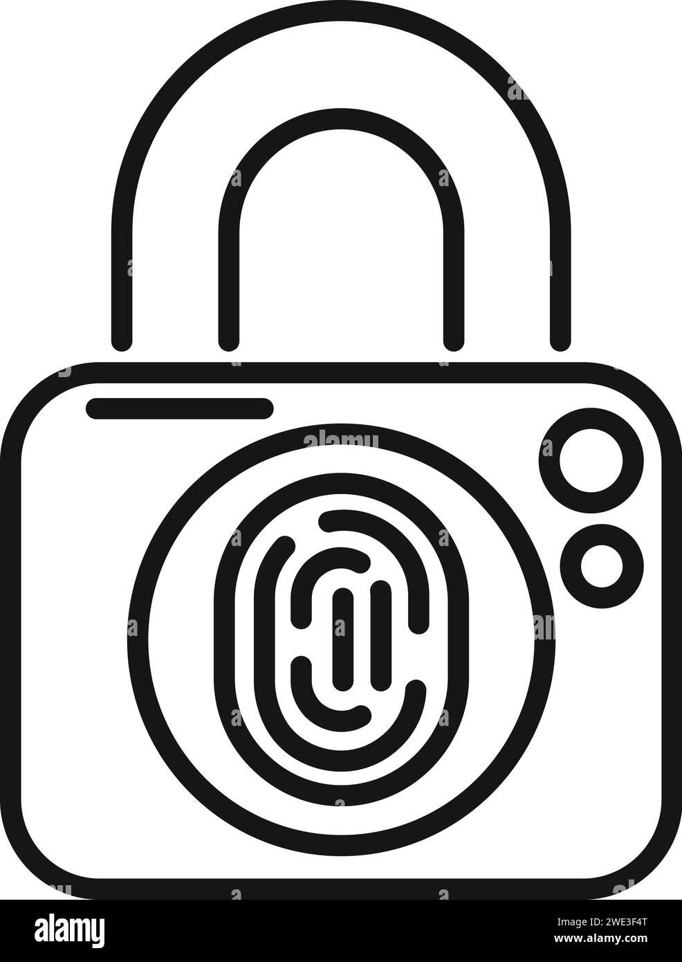 Vecteur de contour d'icône d'empreinte digitale de verrouillage des données. Société en ligne. Clé légale Internet Illustration de Vecteur