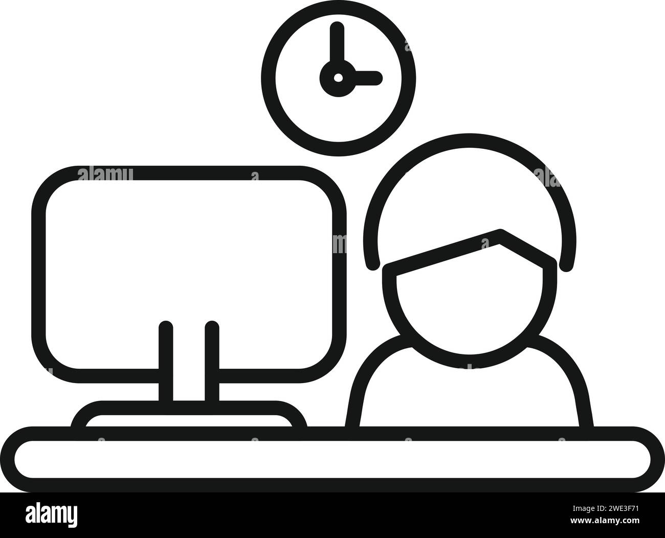 Vecteur de contour d'icône de travail tardif actif. Nuit. Personne fatiguée stress Illustration de Vecteur