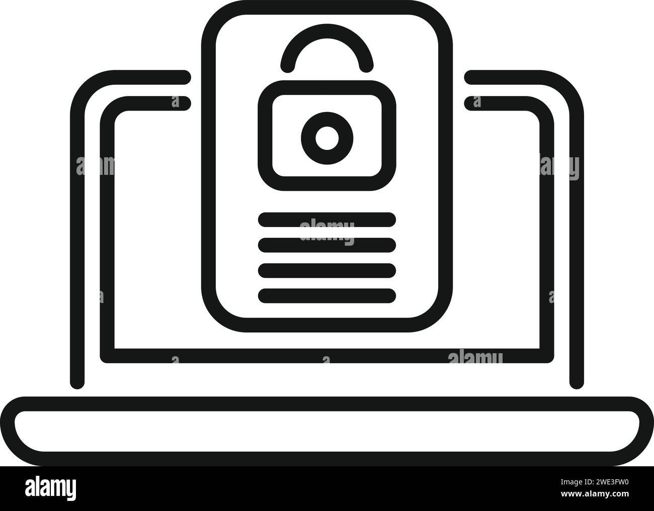 Vecteur de contour d'icône de données de confidentialité d'ordinateur portable. Usage personnel. Protection des documents Illustration de Vecteur