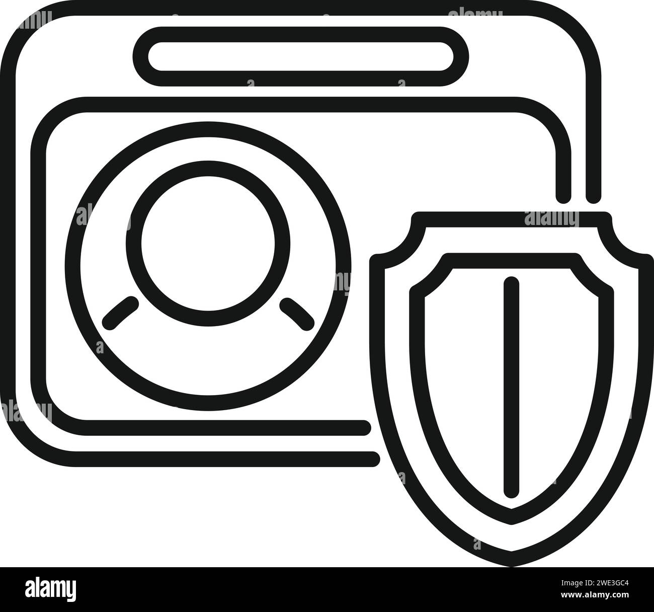 Vecteur de contour d'icône de bouclier de données sécurisé. Affaires de l'entreprise. Protéger le document Illustration de Vecteur