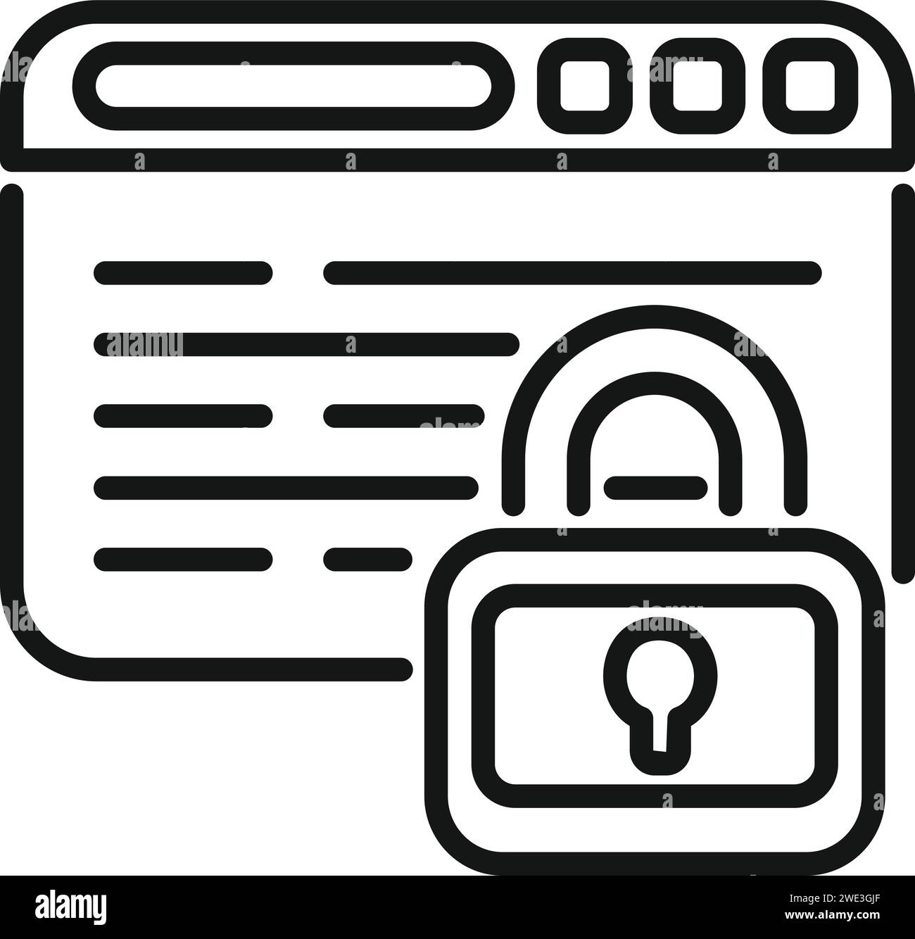 Accéder au vecteur de contour de l'icône de processus. Ordinateur portable Fire privé. Données standard sécurisées Illustration de Vecteur