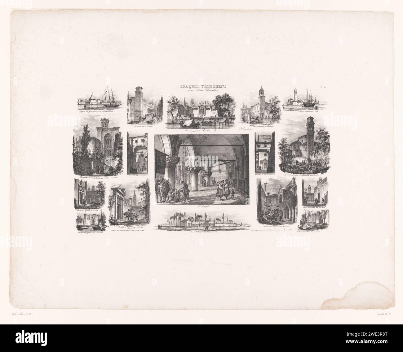 Paysages urbains de Venise, Pietro Chevalier, 1833 impression avec dix-sept visages dans la ville de Venise. Venise papier vue sur la ville en général ; 'veduta'. église (extérieur). hôtel, c'est-à-dire petit palais en ville. tour, tour de l'horloge ~ ornement monumental. île. place, place, cirque, etc. canal. mer. gondole. voilier, voilier. Ruine de l'église, monastère, etc Dogepaleis. CA 'Foscari. CA 'Rezzonico. Église Santa Maria dei servi. Église Santa Maria dei Carmini. St. François du désert. Église de San Giobbe. Église de San Sebastiano. Saints Giovanni et Paolo. San Giacomo sur le centre commercial. Provinci Banque D'Images