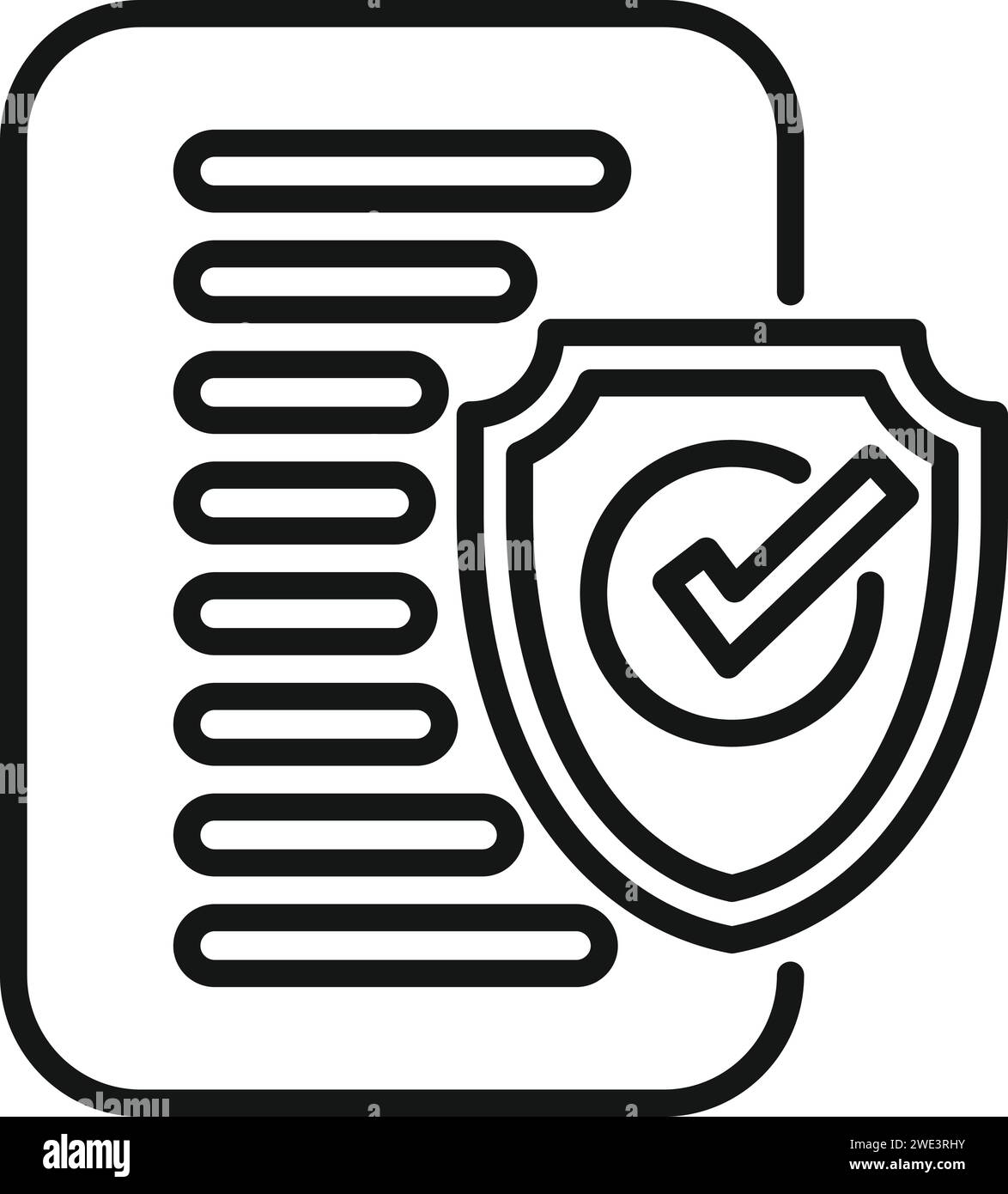 Vecteur de contour d'icône approuvé de document papier. Accès au processus. Conception privée Illustration de Vecteur