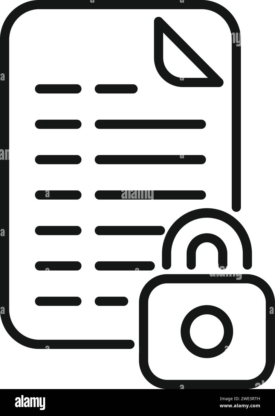 Accédez au vecteur de contour de l'icône de confidentialité papier. Clé légale en ligne. Entreprise à usage privé Illustration de Vecteur