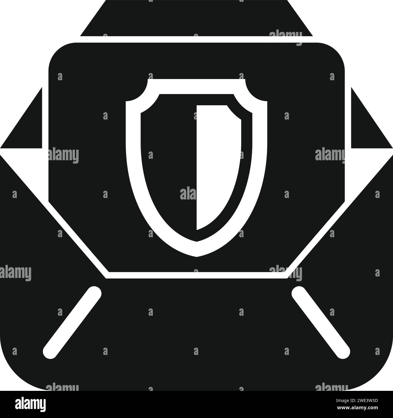 Vecteur simple d'icône d'informations de courrier noir. Confidentialité des données. Usage personnel privé Illustration de Vecteur