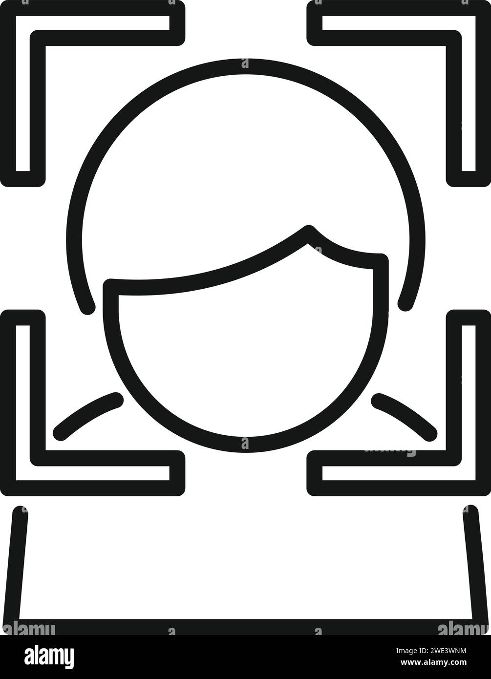 Vecteur de contour de l'icône de sécurité d'identification de face. Données européennes. Utilisation personnelle sécurisée Illustration de Vecteur