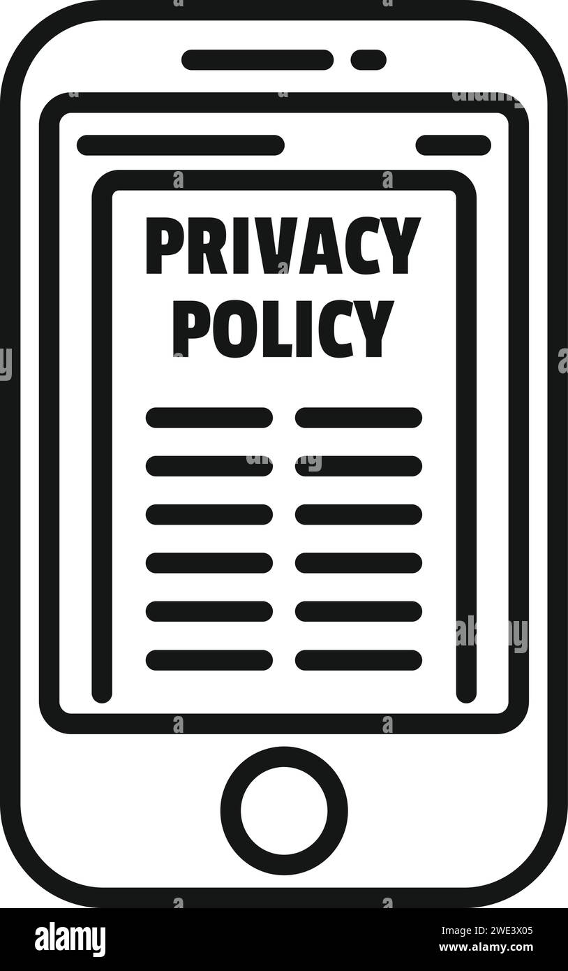 Vecteur de contour d'icône de politique de confidentialité du téléphone. Utilisation par l'entreprise. Protection des documents Illustration de Vecteur