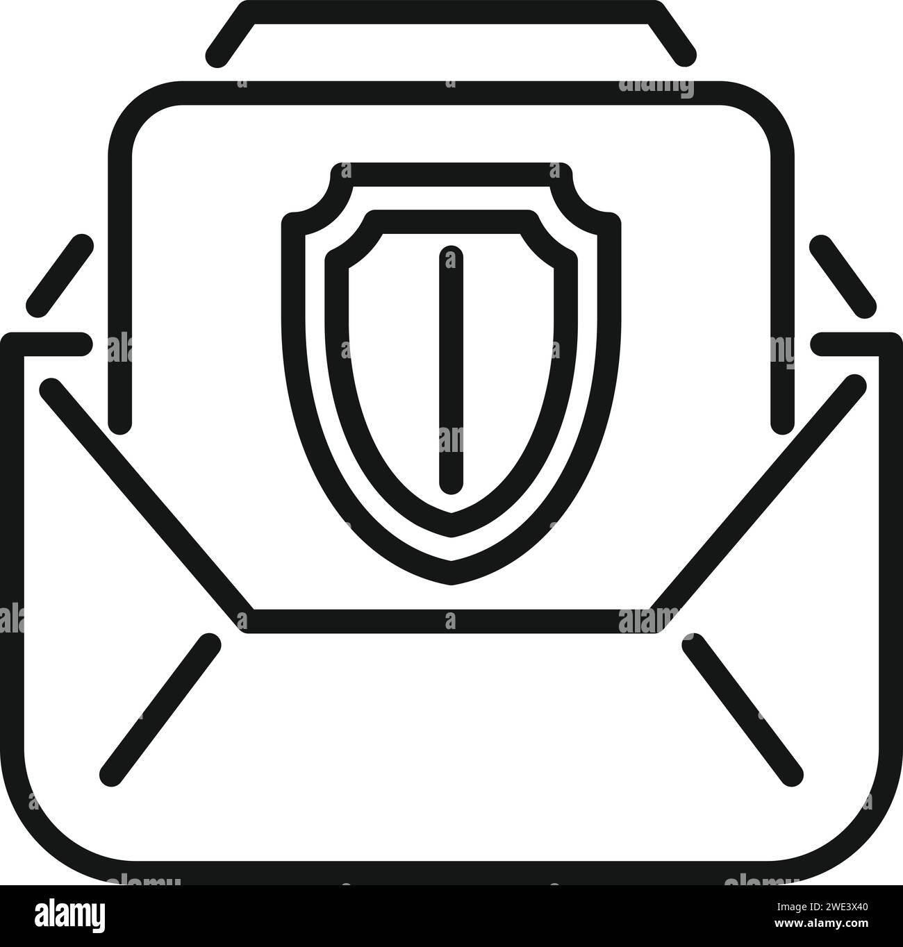 Vecteur de contour d'icône d'informations de courrier noir. Confidentialité des données. Usage personnel privé Illustration de Vecteur