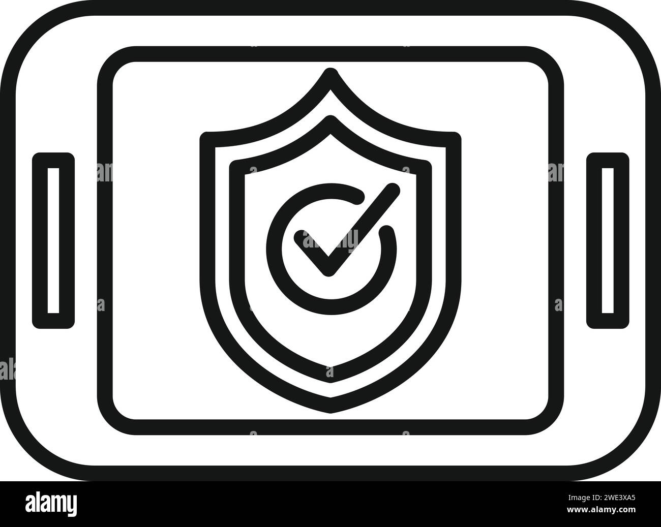 Vecteur de contour d'icône de données sécurisées approuvé. Papier en ligne clé. Assurance règles Illustration de Vecteur