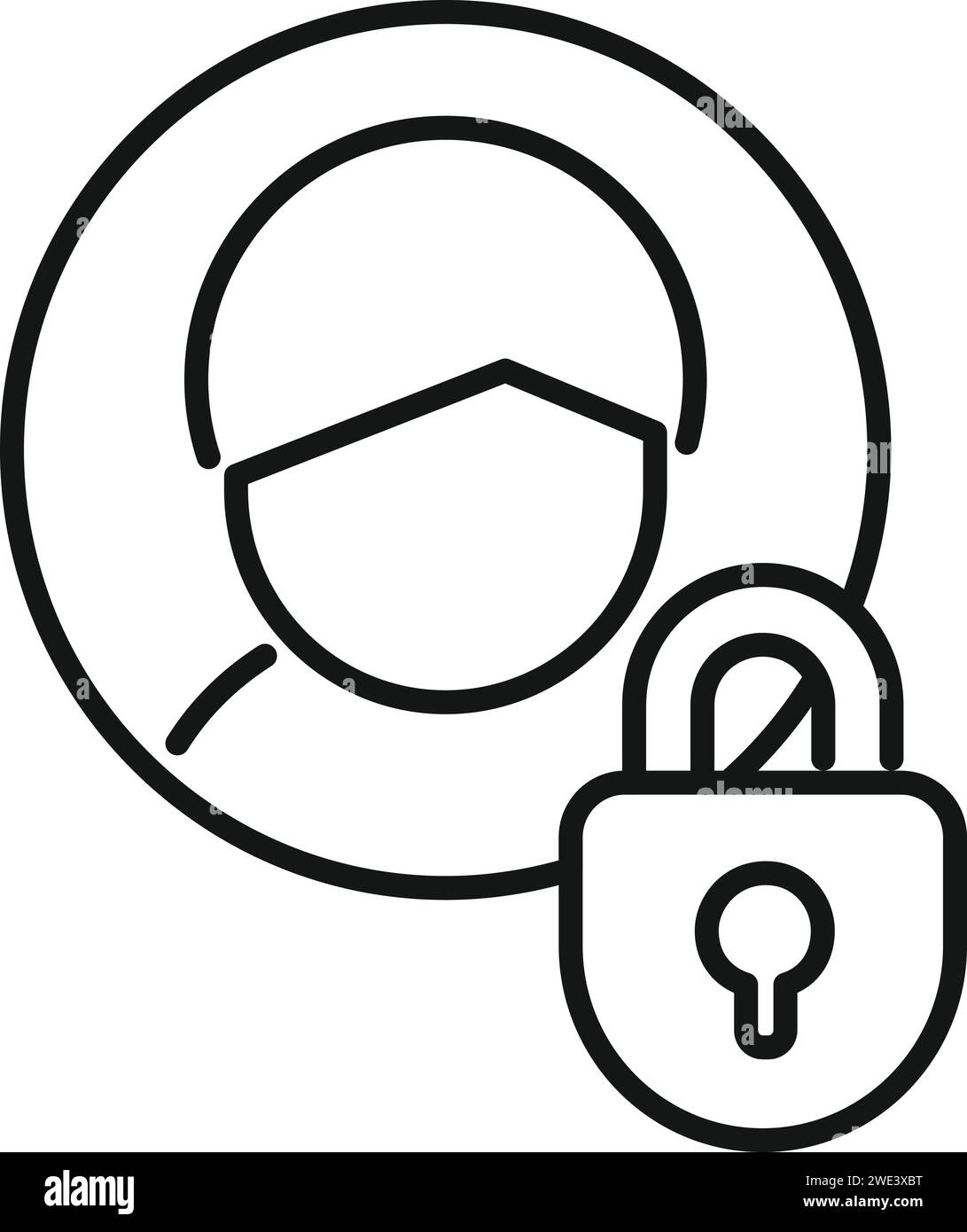 Vecteur de contour d'icône d'avatar de données de confidentialité. Données sécurisées. Protéger les règles Illustration de Vecteur