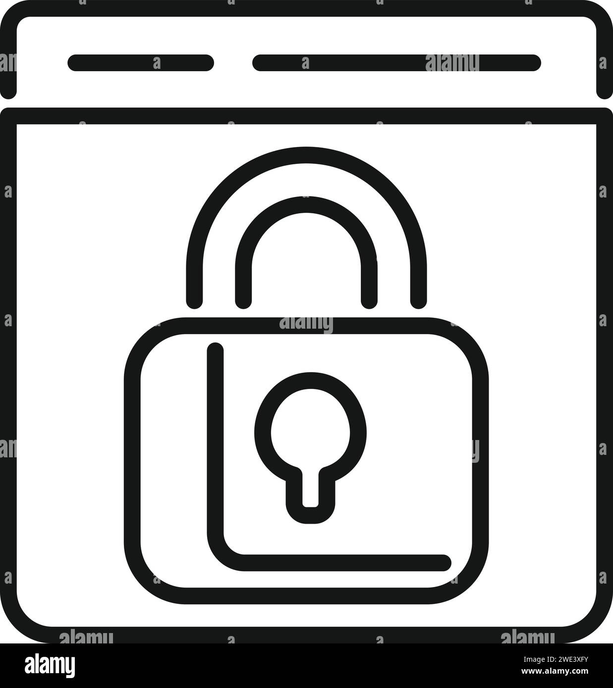 Verrouiller le vecteur de contour d'icône de surf Web du pad. Document en ligne. Entreprise à usage privé Illustration de Vecteur