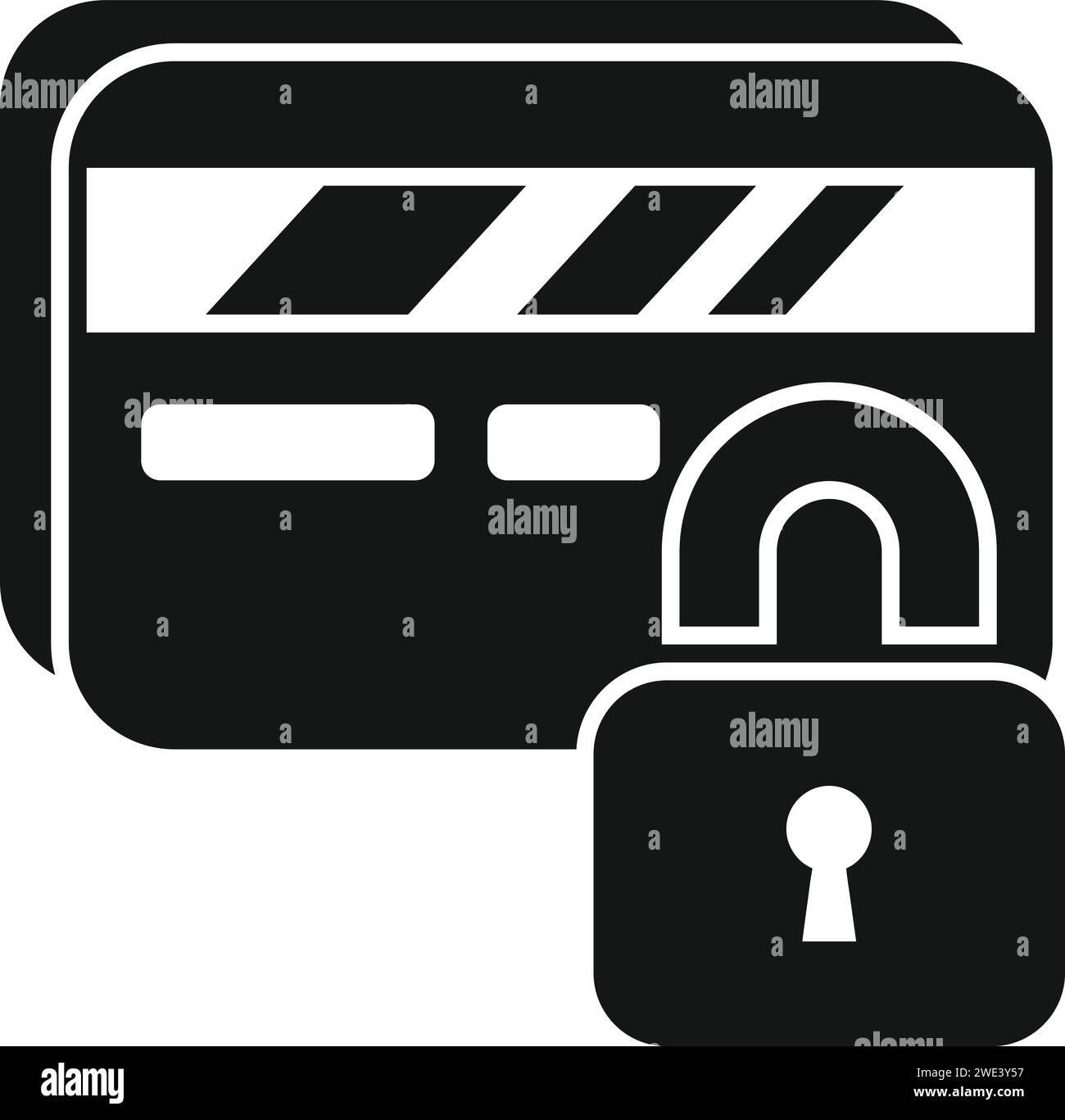 Vecteur simple d'icône de verrouillage de carte de crédit. Protection des documents. Utilisez des affaires privées Illustration de Vecteur