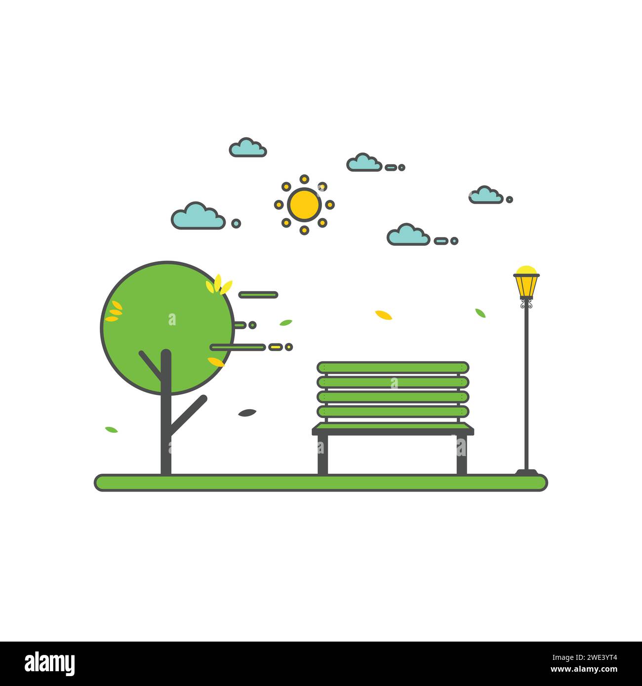 Ligne moderne Icon Park. Paysage naturel dans le style plat. un magnifique parc. Paysage naturel respectueux de l'environnement. Illustration vectorielle Illustration de Vecteur