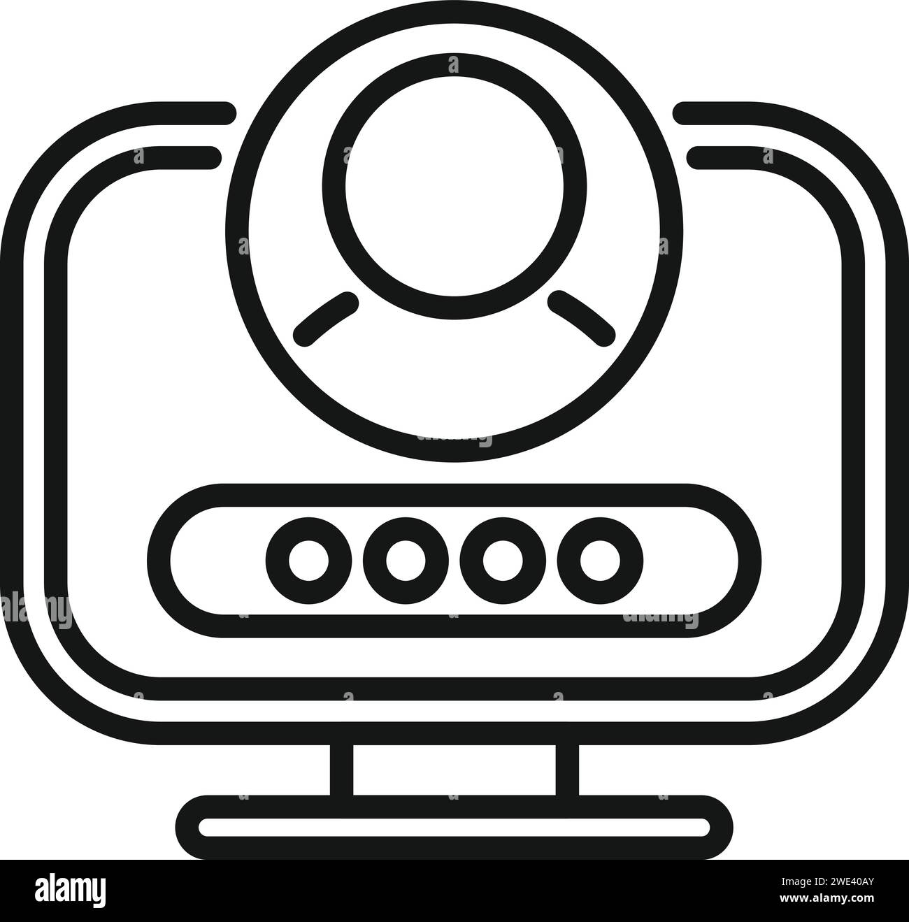 Vecteur de contour d'icône de données d'accès de mot de passe. Ordinateur personnel. Document de procédure Illustration de Vecteur
