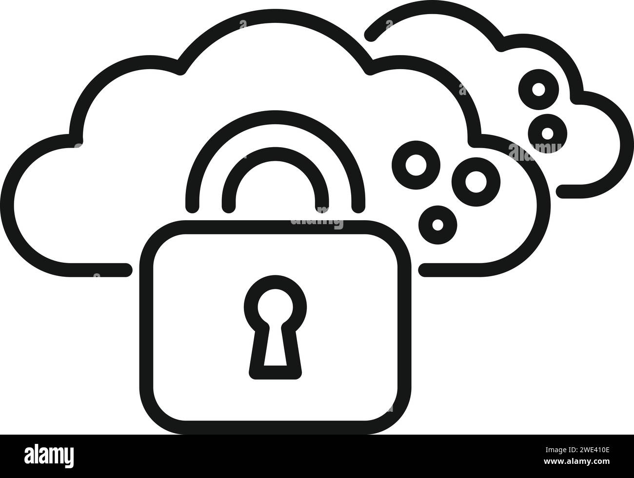 Vecteur de contour d'icône de protection des données du cloud. Clé légale en ligne. Entreprise à usage privé Illustration de Vecteur