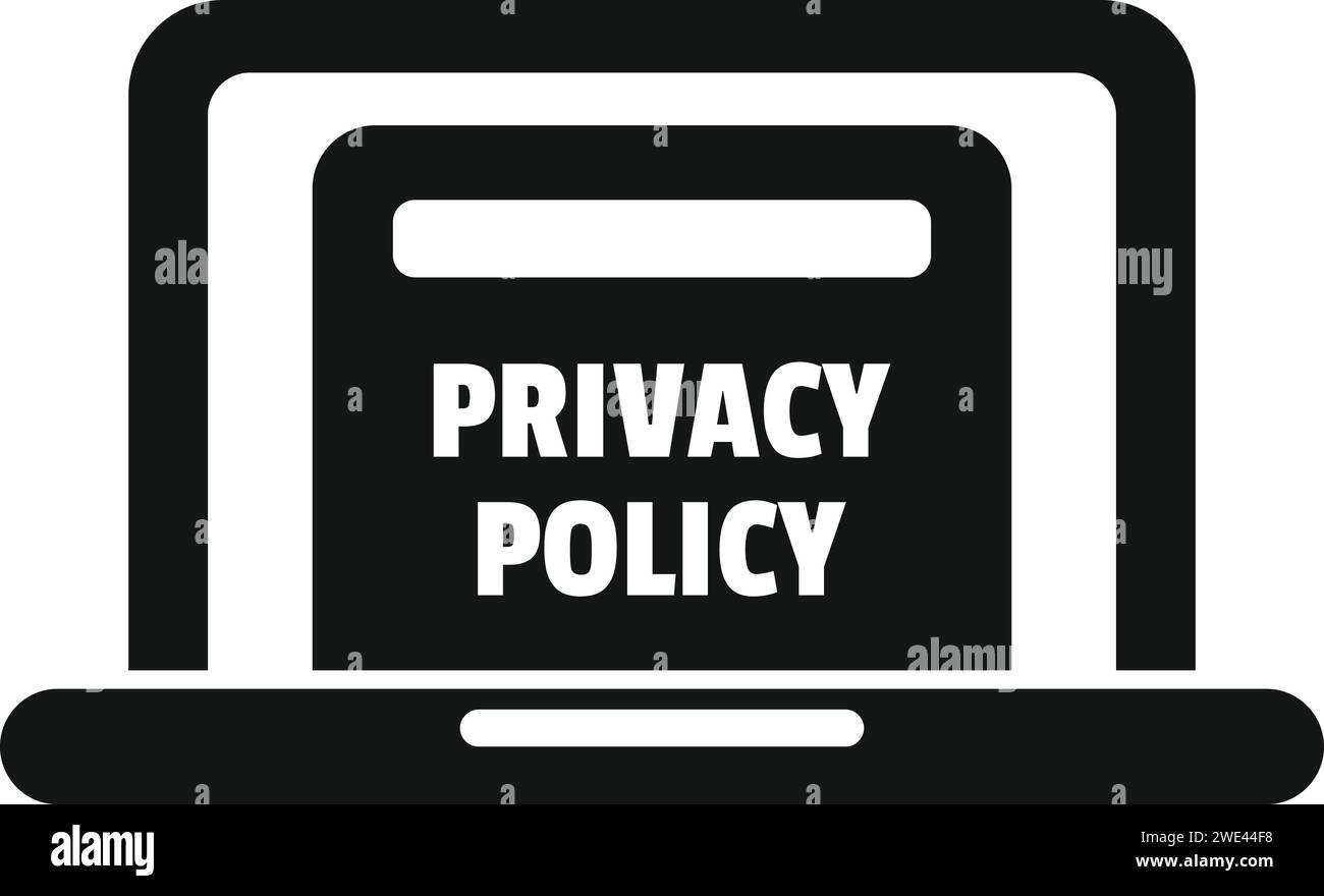 Vecteur simple icône de politique de confidentialité d'ordinateur portable. Protéger les règles. Affaires de l'entreprise Illustration de Vecteur