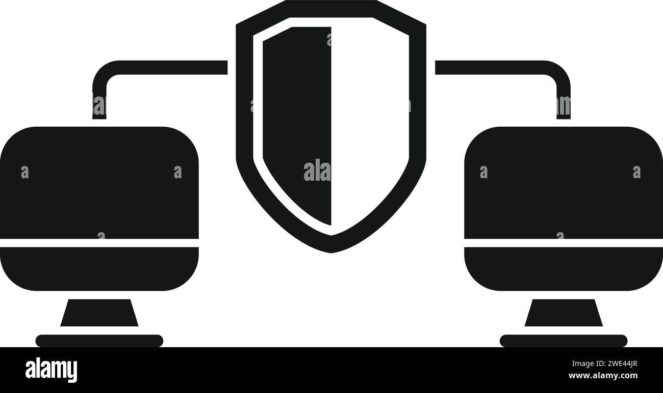 Vecteur simple d'icône de confidentialité de réseau de PC. Accès en ligne. Dispositif d'assurance Illustration de Vecteur