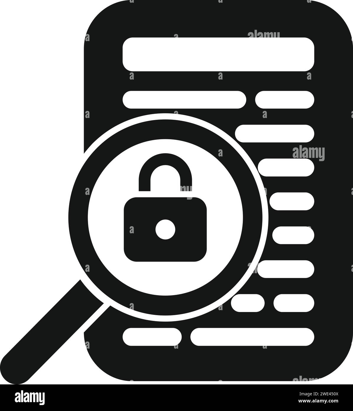 Vecteur simple de l'icône de protection des données de recherche. Documenter la procédure. Entreprise privée Illustration de Vecteur