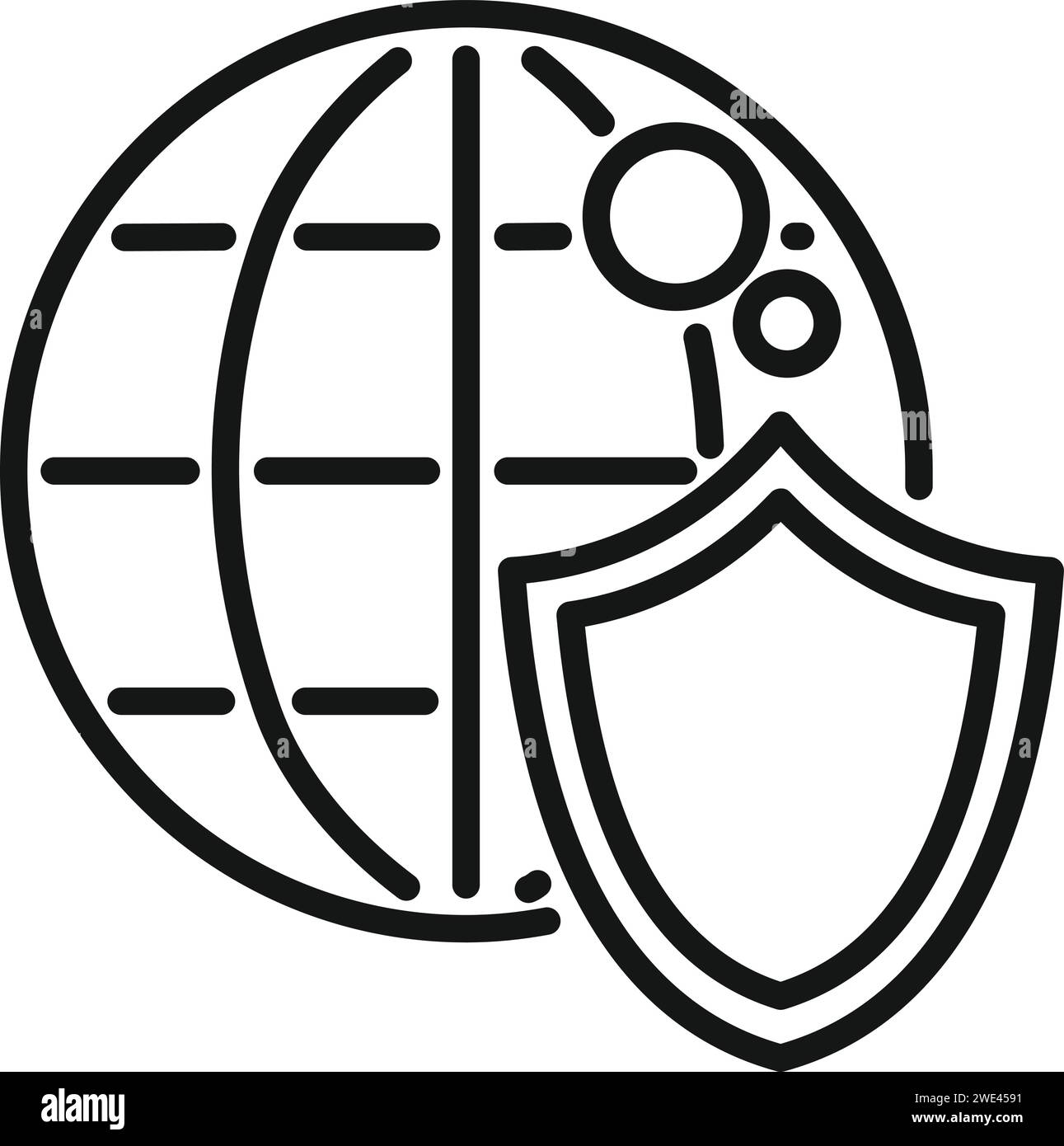 Vecteur de contour d'icône de données sécurisées globales. Politique de confidentialité. Utilisation sécurisée des données Illustration de Vecteur