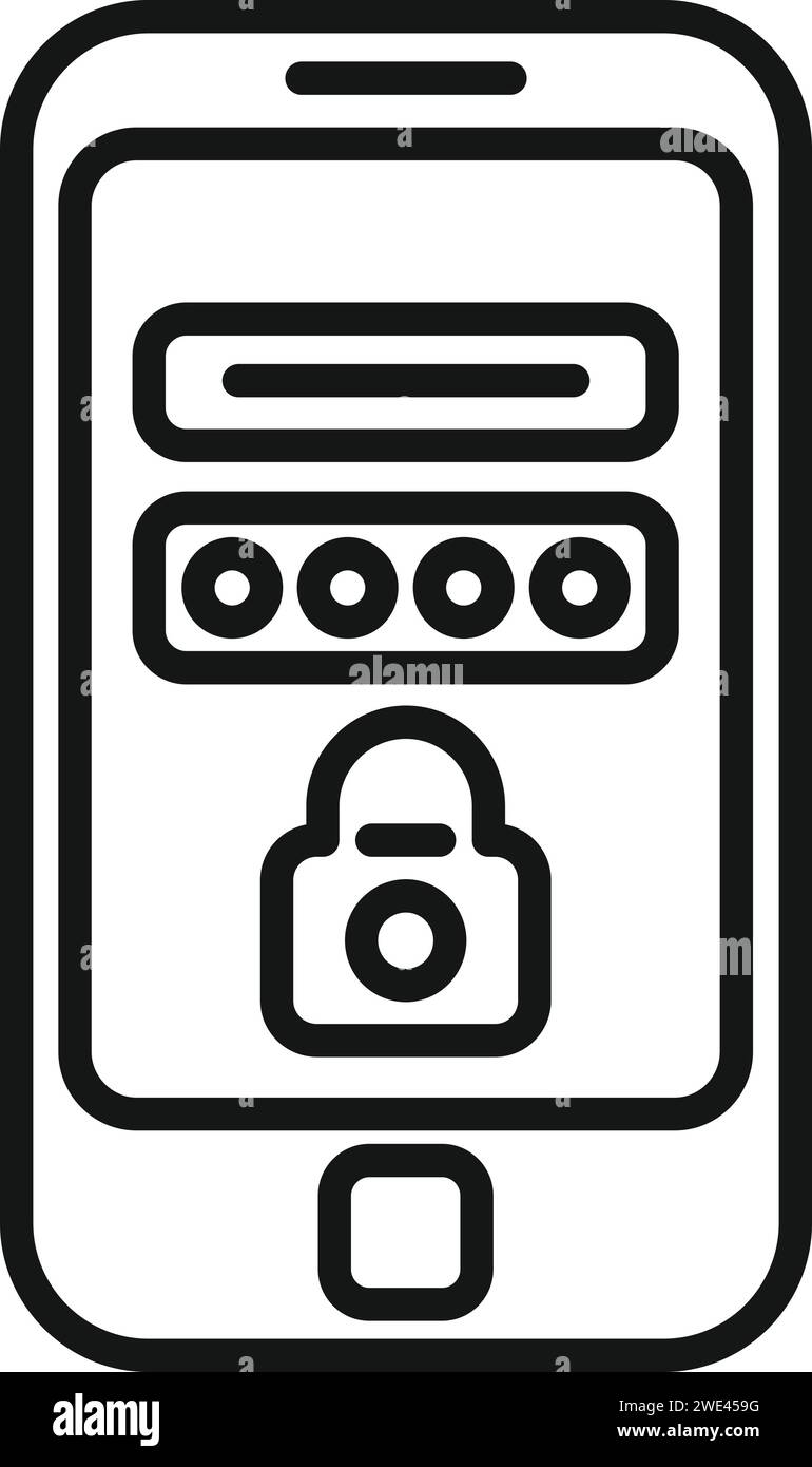 Vecteur de contour d'icône de mot de passe de téléphone. Politique de confidentialité. Entreprise à usage privé Illustration de Vecteur