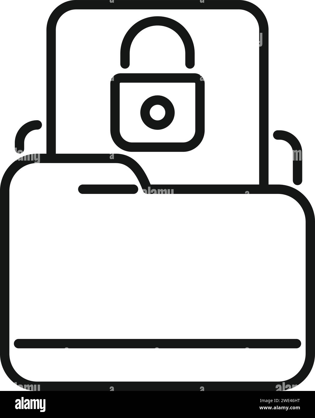 Vecteur de contour d'icône de dossier d'accès verrouillé. Données européennes. Utilisez la sécurité privée Illustration de Vecteur