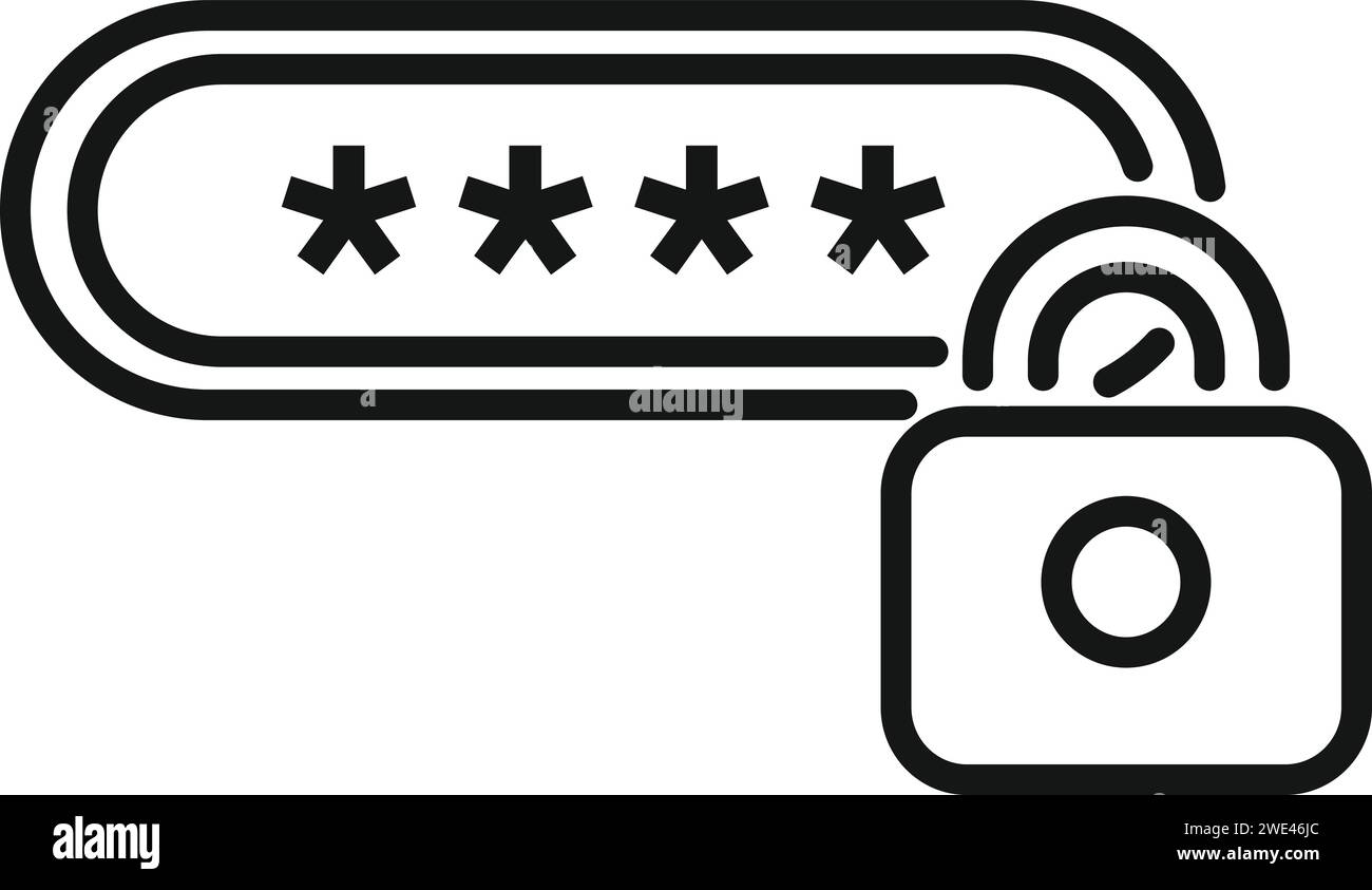 Nouveau vecteur de contour d'icône de confidentialité de mot de passe. Protéger le document. Conception d'accès Illustration de Vecteur