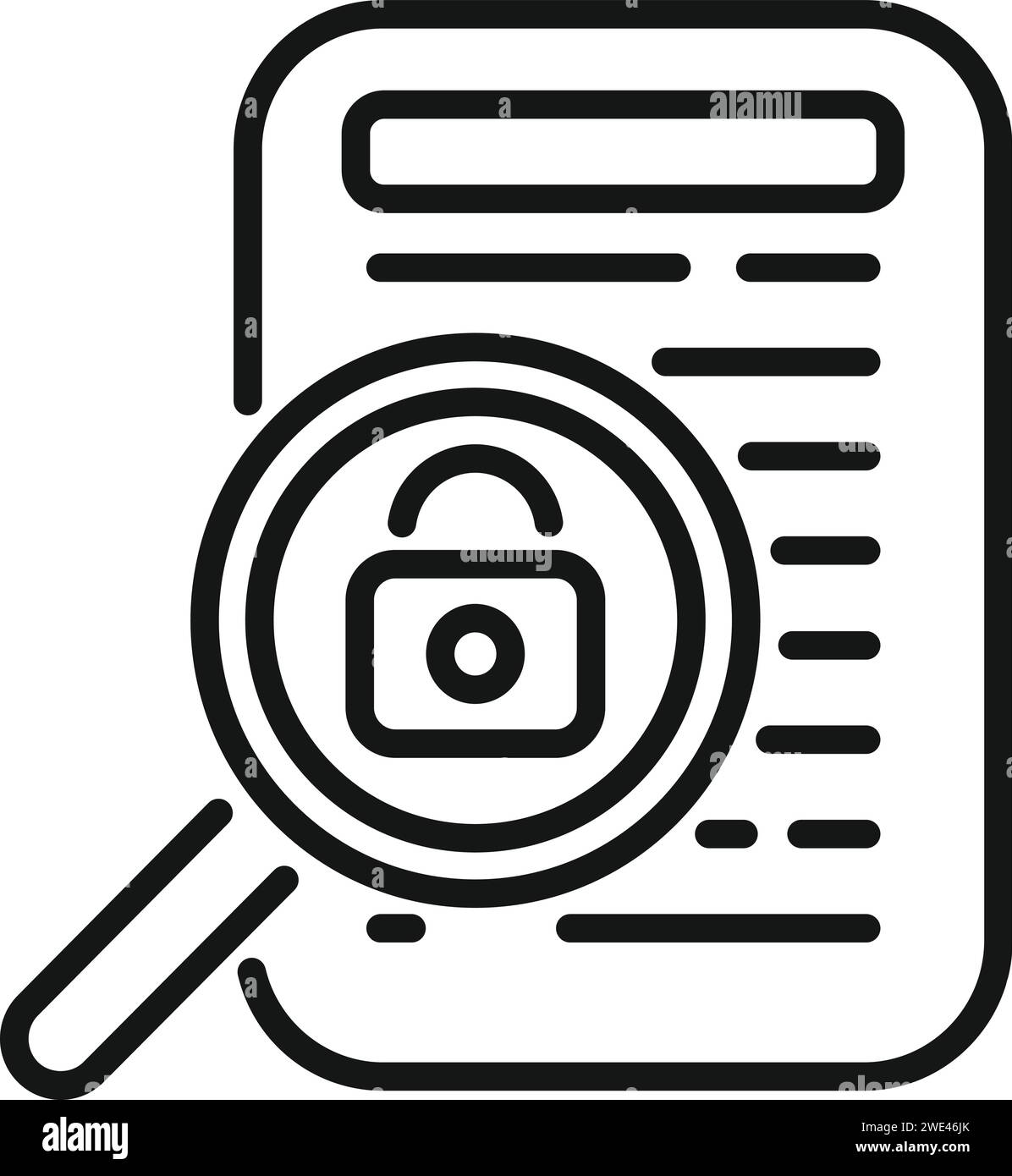 Vecteur de contour d'icône de protection des données de recherche. Documenter la procédure. Entreprise privée Illustration de Vecteur