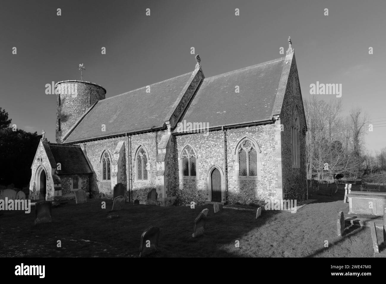St Marys Church, Burnham Deepdale village ; North Norfolk ; Angleterre ; Royaume-Uni Banque D'Images