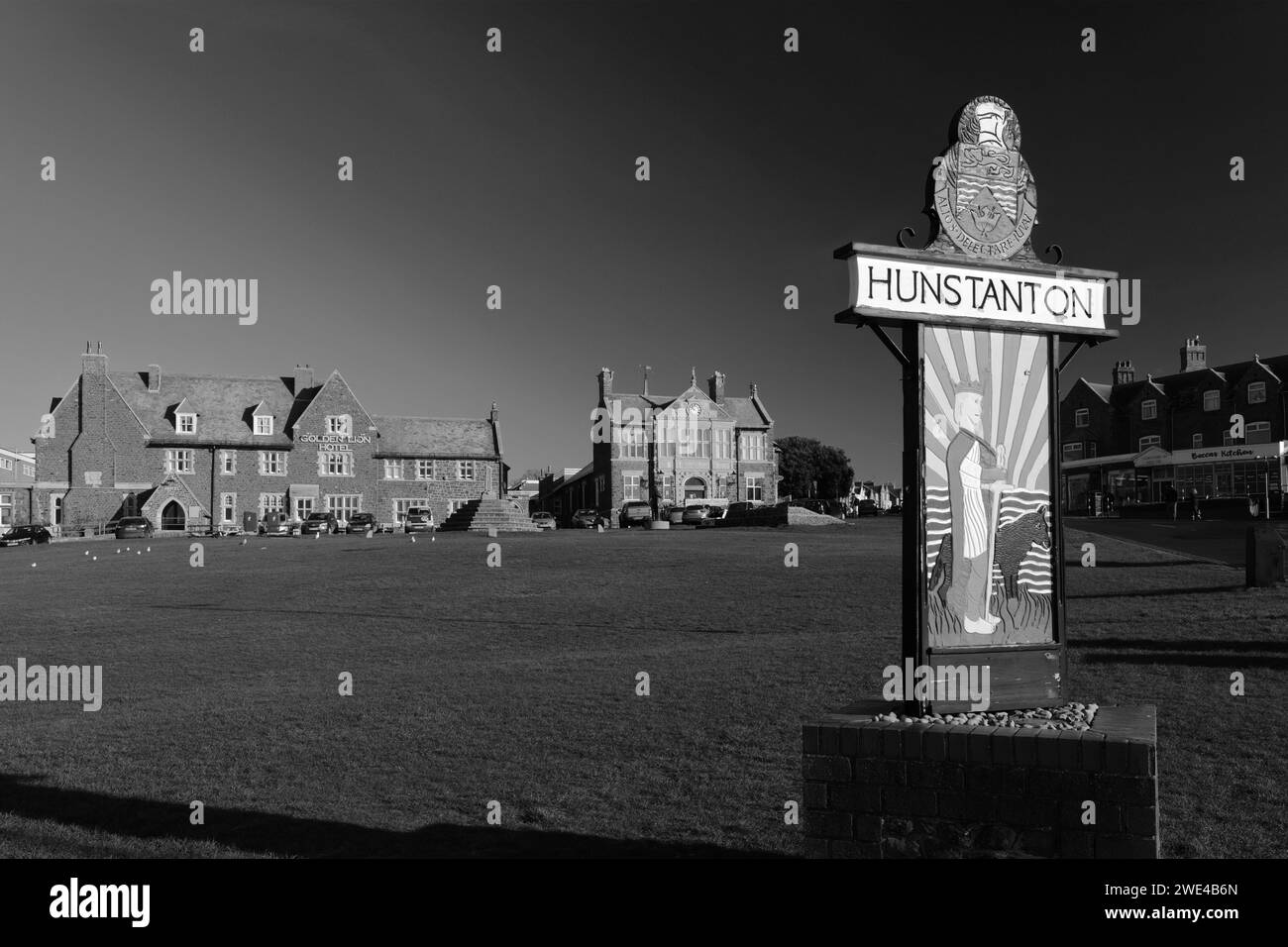 Le panneau de la ville de Hunstanton, North Norfolk, Angleterre, Royaume-Uni Banque D'Images