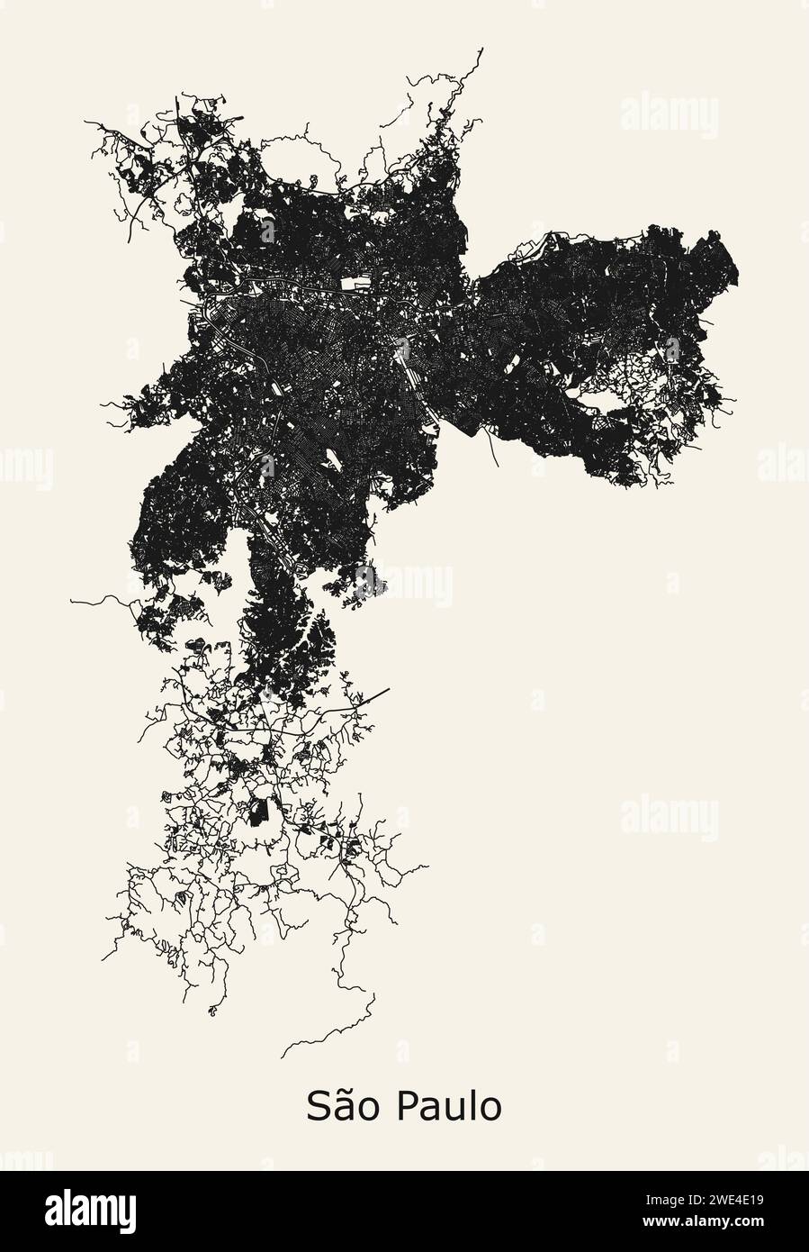 Carte routière de Sao Paulo, État de Sao Paulo, Brésil Illustration de Vecteur