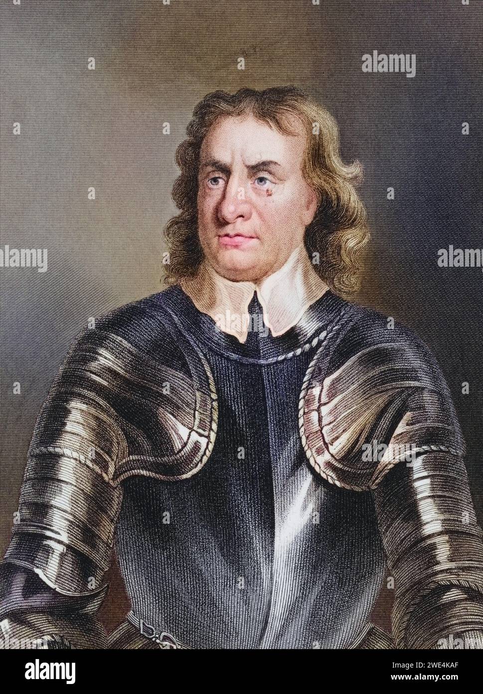 Oliver Cromwell 1599 bis 1658 englischer Militärführer und Politiker Staatsoberhaupt 1653 bis 1659, Historisch, digital restaurierte Reproduktion von einer Vorlage aus dem 19. Jahrhundert, Date d'enregistrement non indiquée Banque D'Images